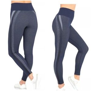 NWT SPANX Navy Seamless Leggings With Striping Sz 1X